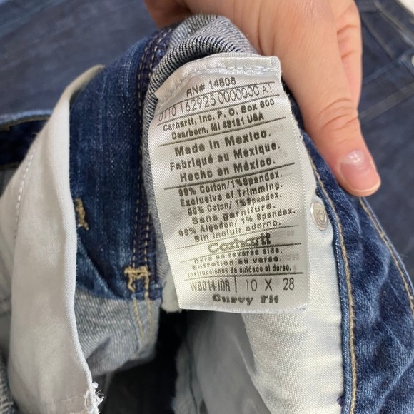 Carhartt Women's Curvy Fit Dark Wash Mid Rise Bootcut Denim Jean Size 10 Regular - Picture 4 of 5